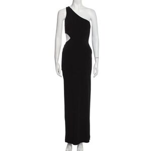 Alice + Olivia One-Shoulder Black Cutout Evening Dress